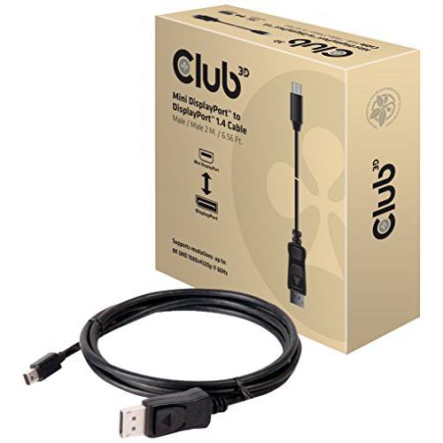 Club3D CAC-1115 미니DisplayPort,DP, 미니 DP to DisplayPort,DP 1.4/ HBR3 케이블 Male/ Male, HDR 지원 2 Meter/ 6.56 Feet, 블랙 Vesa Certified