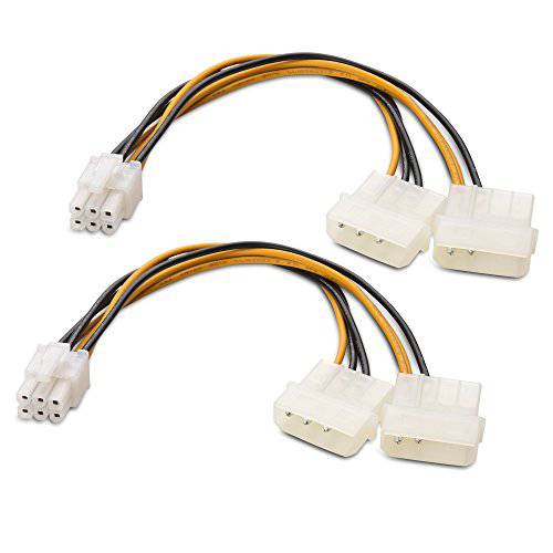 CableMatters 2-Pack 6 핀 PCIe to Molex 파워 케이블, 2 Molex to 6 핀 PCIe - 6 Inches