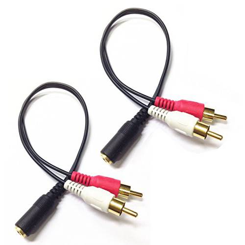 CERRXIAN 0.2m Gold 3.5mm Female 스테레오 Jack to 2 RCA Plug AUX 예비 헤드폰 변환기 오디오 Y Cable(Black)(2-Pack)
