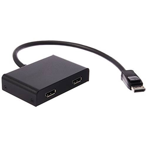 Monoprice 121972 2-Port DisplayPort,DP,DP1.2 to DisplayPort,DPMulti-Stream Transport (MST) Hub, DPto DP, Black, 7.6 x 5.8 x 1.3