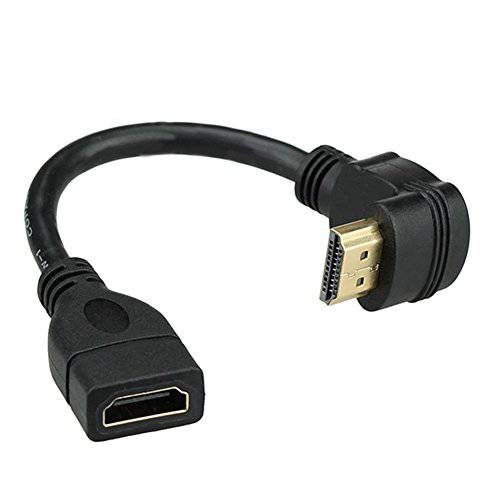 Bluwee HDMI 연장 케이블 고속 90-Degree 앵글 HDMI Male to Female 연장 와이어 케이블 HDMI 증량제 - 금도금 Plugs, 블랙 (0.5FT)
