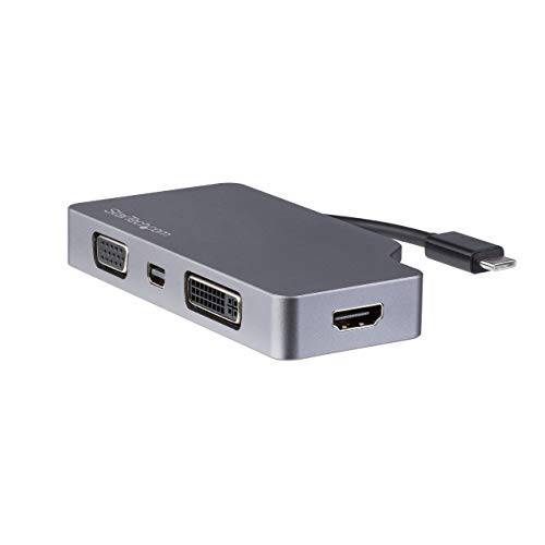 StarTech.com USB C 멀티포트 영상 변환기 w/ HDMI,  VGA,  미니DisplayPort, 미니 DP or DVI - USB Type C 모니터 변환기 to HDMI 2.0 or mDP 1.2 (4K 60Hz) - VGA or DVI (1080p) - 우주 그레이 알루미늄 (CDPVDHDMDP2G)