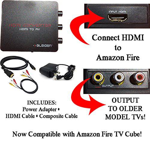 HDMI to 3RCA 컴포지트, Composite AV 컨버터 for 아마존 파이어 TV 큐브 and 파이어 TV Media 플레이어