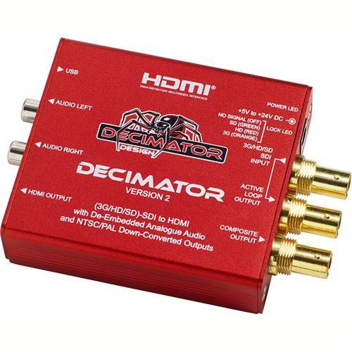 Decimator Version 2 동시에 Scales SDI to Both HDMI and NTSC/ PAL with De-Embedded 아날로그 오디오