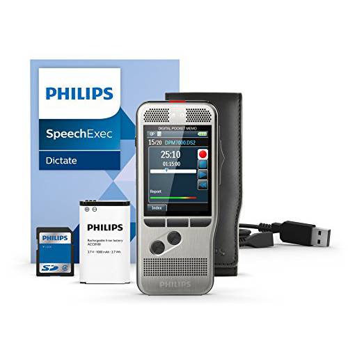 Philips DPM700001 포켓,미니,휴대용 Memo 7000 디지털 Recorder, Slide, 2GB, Silver