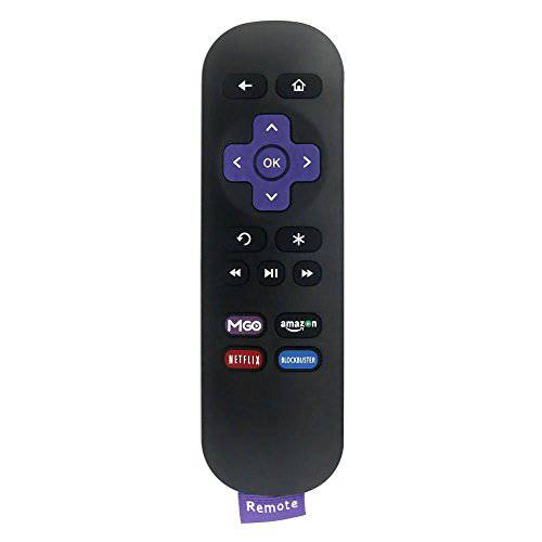 USARMT Roku4-6075 Replaced 원격 for Roku 플레이어 LT, HD, XD, XS 1 2 3 4 with 4 단축키 넷플릭스 MGO Blockbuster Amazon, 4 channel 단축 buttons: Netflix, Amazon, MGo, Blockbuster
