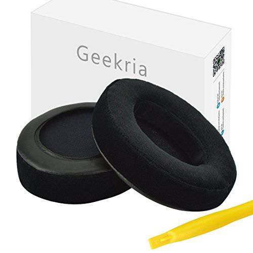 Geekria 편한 Velvet 이어패드 for ATH-M50, ATH-M50X, 소니 MDR 7506, MDR-V6, 터틀 비치, SteelSeries Arctis and Other Large or Mid-Sized Over-Ear 헤드폰,헤드셋/ 이어 커버/ 이어 쿠션 (블랙)