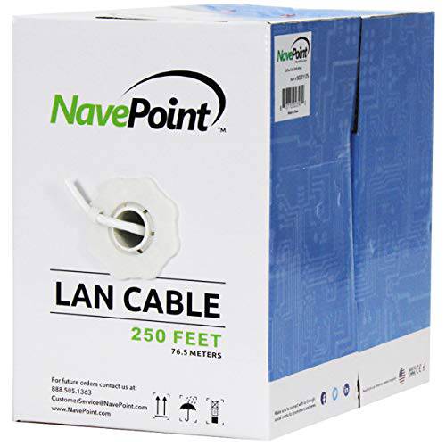 NavePoint CAT5e (CCA), 250ft, White, 솔리드 Bulk 랜선, 랜 케이블, 24AWG 4 Pair, 비차폐 Twisted Pair (UTP)