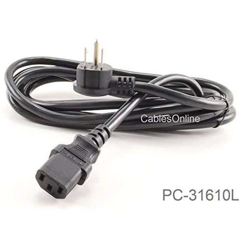 CablesOnline, 10ft Flat Plug AC 파워 Cord, Flat Right-Angle NEMA 5-15P to IEC C13, 16 AWG, PC-31610L