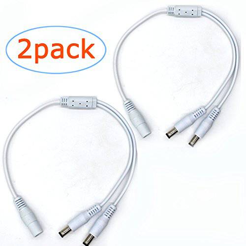 2Pack White 1 Male to 2 Female Way DC 파워 분배 케이블 Barrel Plug 5.5x2.1mm for CCTV 카메라 LED 라이트 스트립 and more