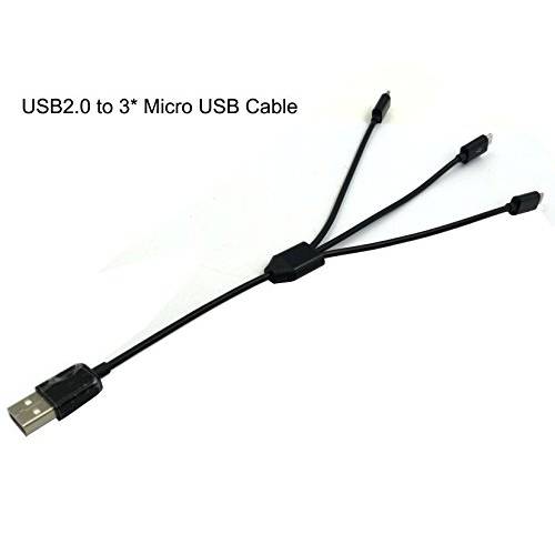 Duttek USB 2.0 to 미니 USB 분배 케이블, 3 인 1 USB 2.0 A Male to 쓰리 미니 USB Male 1 to 3 동기화 충전 케이블 변환기 케이블 25CM/ 10inch