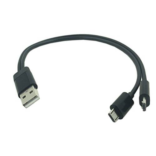 CERRXIAN 8 Inch USB 2.0 Type A Male to 이중 미니 USB Male 분배 Y Data 충전 커넥터 변환기 케이블 (Black)