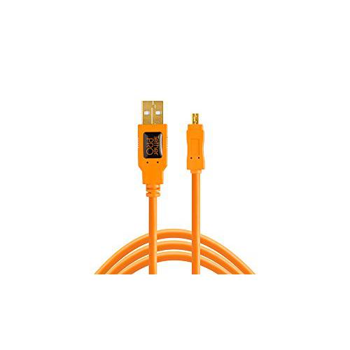 Tether Tools TetherPro USB 2.0 to Mini-B 8-Pin 케이블, 15’ (4.6m), High-Visibility 오렌지
