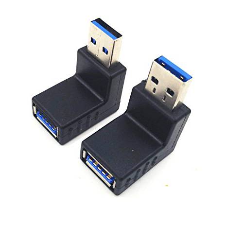 2pcs USB 3.0 up 다운 Male to Female 연장 변환기 Combo 상 and 하 90 도 직각 USB 3.0 Super-Speed 커넥터 Adapter(Black)