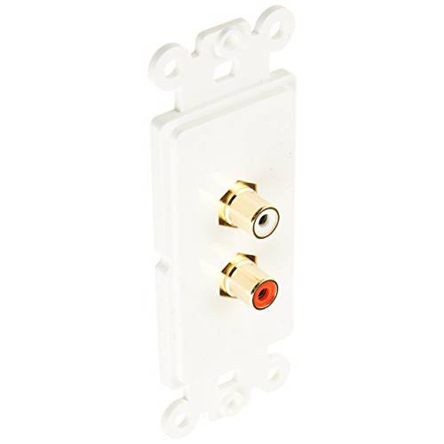 CableWholesale Decora 벽면 Plate Insert, White, RCA 스테레오 Couplers (Red/ White), 2 RCA Female