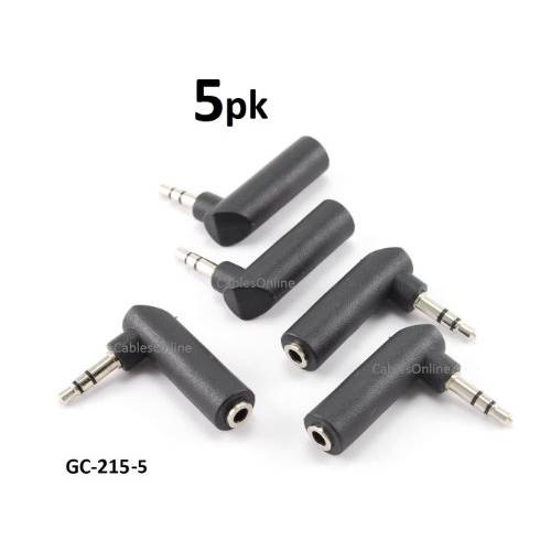 CablesOnline Right-Angle 3.5mm 스테레오 Male to Female 오디오 Adapter, 5-PACK (GC-215-5)