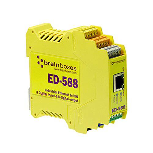 Brainboxes ED-588 랜포트 to 디지털 IO 8 입력+ 8 Outputs, Yellow