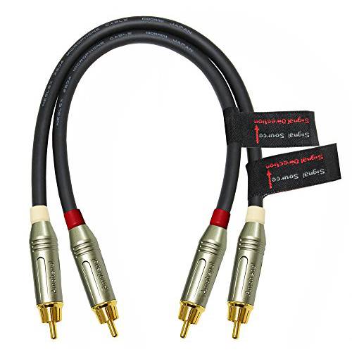 1 Foot  방향지향성 쿼드 High-Definition 오디오 연결 케이블 쌍, 세트 커스텀 Made by WORLDS BEST CABLES  Using Mogami 2534 와이어 and Amphenol ACPR Die-Cast,  금도금 RCA 커넥터