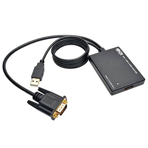 TRIPP LITE P116-003-HD-U VGA to HDMI 컨버터 변환기 with USB 오디오 파워 1080p, 블랙