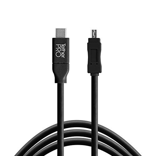 TetherPro USB-C to 2.0 Mini-B 8-Pin, 15’ (4.6m) (Black)