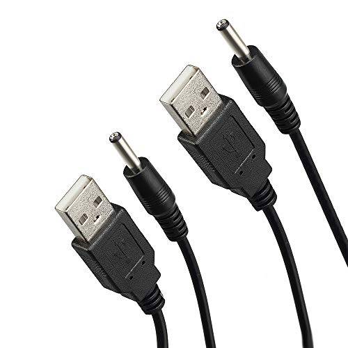 TENINYU USB 2.0 A Male to DC 3.5x1.35 mm 5 볼트 24AWG DC Barrel Jack 파워 Cable3FT, 블랙 (Max 2.5 Ampere 파워 케이블, 중앙 핀 Positive), 2Pack