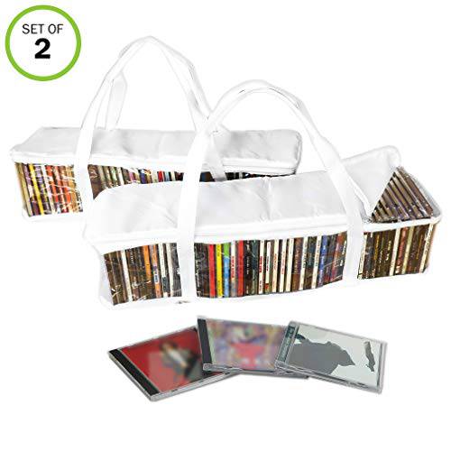 Evelots 휴대용 CD 스토리지 홀더 Bags, 꽂이,보관 up to 47 CDs Each, White, Set/ 2