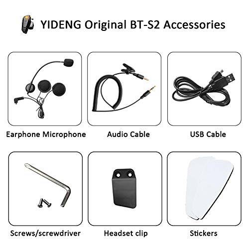 Yideng BT-S2 오토바이 Intercom Accessories. Type-C 인터페이스 이어폰 마이크,마이크로폰 오디오 케이블 충전 케이블 마운팅 Clip Velcro 키트