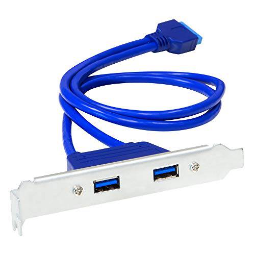 Kingwin USB 3.0 이중 Port PCI 브라켓 케이블 with Built-In-20-Pin Header, Up to 5 Gbps for Maximum 전송 Speed, Extend Your USB 3.0 Port On 메인보드 to 등 of Your 컴퓨터 케이스 [KW-PCI2USB3]