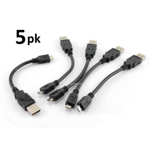 CablesOnline 5-Pack 6 inch USB 2.0 A-Type Male to Micro-B Male 요금&  동조 케이블, USB-1500-5
