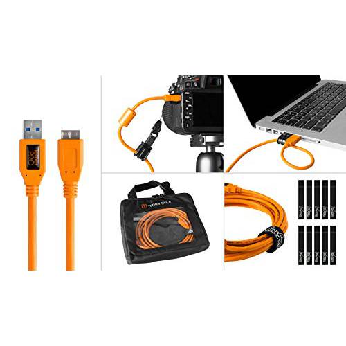 스타터 Tethering Kit w/ TetherPro USB 3.0 to Micro-B 케이블, 15’ (4.6m), High-Visibility 오렌지
