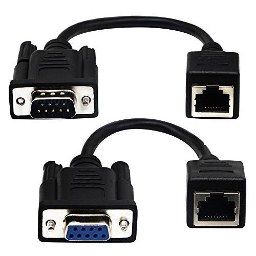 zdyCGTime RJ45 to RS232 케이블, DB9 9-Pin Serial Port Female& Male to RJ45 Female Cat5/ 6 랜포트 랜 Console（15CM/ 6Inch）2Pack