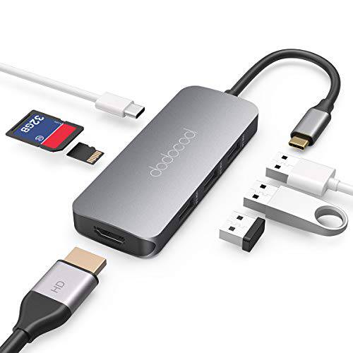 dodocool USB C 허브, 7 인 1 Type C 허브 변환기 with 4K USB C to HDMI, SD/ TF 카드 Reader, 100W 파워 Delivery, 3 USB 3.0 Ports for MacBook/ Air/ 프로 2018, Chromebook and More (Space Gray)