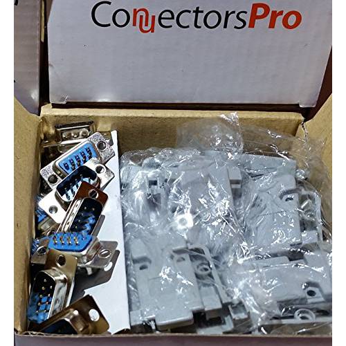Pc 부속품 - Connectors 프로 10 Sets Solder Type DB9 Male and Plastic 후드, D-Sub 커넥터+  후드, 20-Pack (10 DB9 Males+ 10 후드)