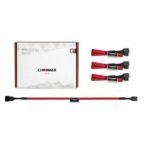 Noctua NA-SEC1 chromax.red, 3-Pin/ 4-Pin 연장 Cables (30cm, Red)