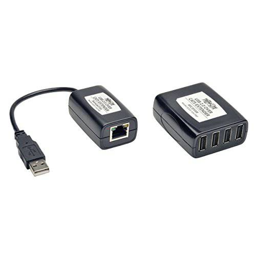 Tripp Lite 4-Port USB 2.0 over Cat5/ Cat6 연장 허브 Kit,  송신기&  리시버 (B203-104-PNP), 블랙