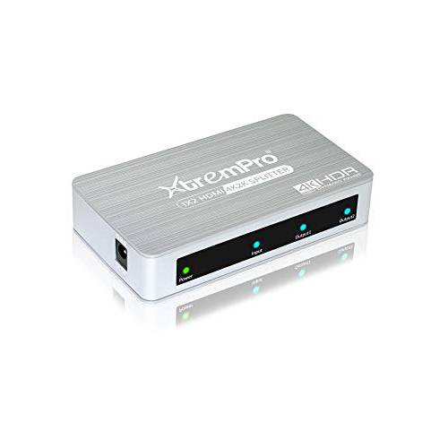 XtremPro 슬림 1x2 Port, 1 Input 2 Output HDMI 2.0 Aluminium 4K 2K 60Hz HDR, HDCP 2.2 분배기 - 은 (61083) (1 x 2)