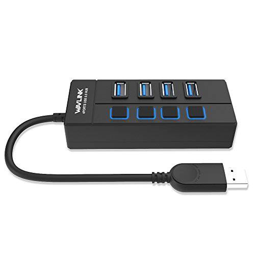 4 Port USB 3.0 허브, Wavlink USB 허브 with 개별 파워 Switches and LEDs 슈퍼 Speed 5Gbps Data 전송 허브 for 맥 노트북 Ultrabook and 태블릿, 태블릿PC PC