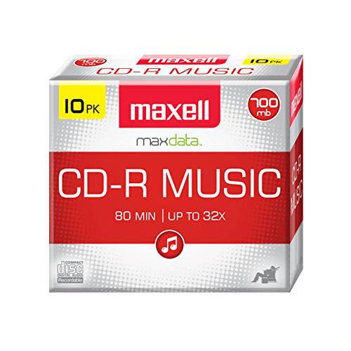 Maxell 625133 1-Time 레코딩 기록가능 CD (Audio Only) 700mb/ 80 Min 10 Pack 슬림 Jewel