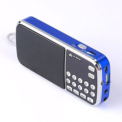 Hi-Rice SD-101 휴대용 FM AM 라디오 LCD 디스플레이 디지털 스피커 지원 USB Disk TF/ 미니 SD 카드 Mp3 플레이어 Best 기프트 노인 Older 부모님 Leisure (Blue)
