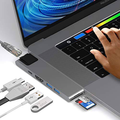 USB C 허브 변환기 for MAC, 2020 Model, Multi-Port 동글 4K HDMI, Ethernet, USB-C 썬더볼트 3, SD/ 미니 카드 Reader, USB 3.0 - 호환 with 맥북 프로 2016-2020 and 맥북 에어 2018-2020