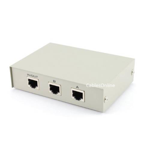CablesOnline 소형, 콤팩트 2-Way RJ45 랜포트 네트워크 Push 버튼 메탈 미니 Switch 박스 (SB-034P)