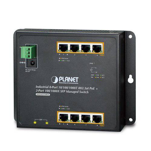 WGS-4215-8P2S 산업용 8-Port 10/ 100/ 1000T 802.3at PoE+ 2-Port 100/ 1000X SFP Wall-Mount Managed Switch (-40~75 도 C)