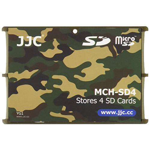 JJC MCH-SD4 울트라 슬림 신용 카드 사이즈 메모리 카드 홀더 하드 케이스 for 4 x SD -Camouflage