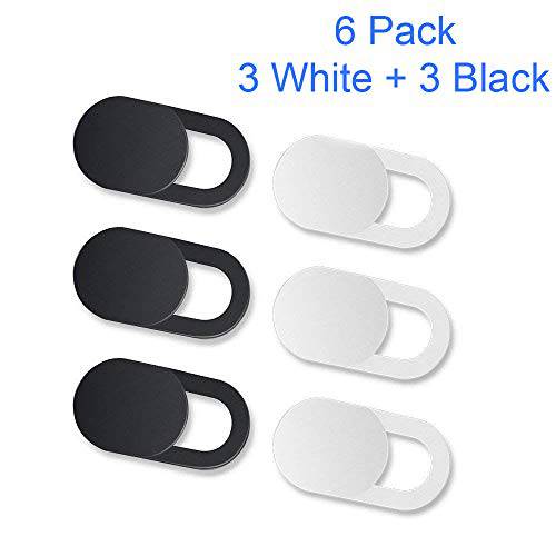 카메라 웹카메라 커버 슬라이드 for 아이폰 휴대폰 맥북 노트북 컴퓨터 아이패드 태블릿 (6 Pack, 3 하얀+ 3 Black)