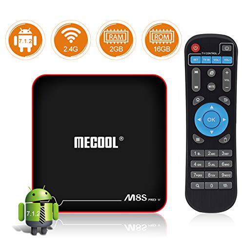 Sidiwen  안드로이드 7.1.2 TV 박스 MECOOL M8S 프로 W 2GB 램 16GB ROM Amlogic S905W 쿼드코어 스마트 세트 탑 박스 지원 2.4G 와이파이 10/ 100M 이더넷 3D 4K UHD OTA 업데이트 인터넷 미디어 플레이어