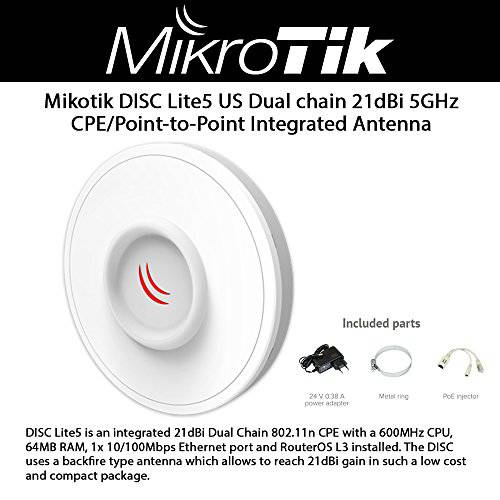 Mikotik DISC Lite5 US 이중 chain 21dBi 5GHz CPE/ Point-to-Point Integrated 안테나