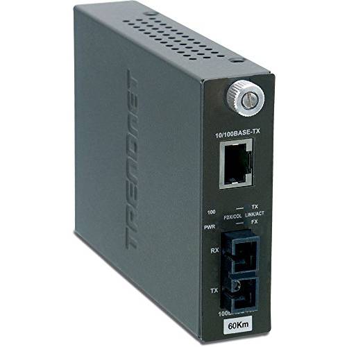 TRENDnet 100Base-TX to 100Base-FX Single 모드 SC Fiber Media 컨버터 (60 Km, 37.3 Miles), Auto-Negotiation, Full Duplex, RJ-45 Port, Fiber to 랜포트 Converter, 라이프타임 Protection, TFC-110S60
