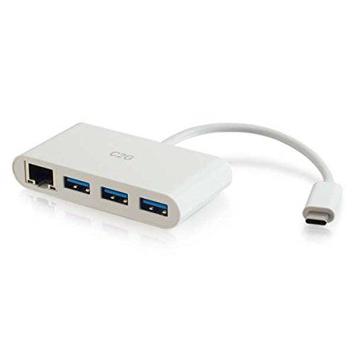 C2G 29746 USB-C to 랜포트 with 3-Port USB Hub, White