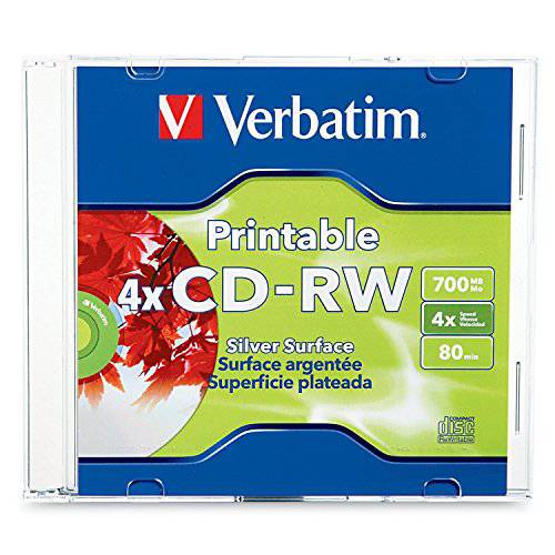 Verbatim CD-RW 700MB 2X-4X DataLifePlus Silver 잉크젯 작성가능 with Branded 허브 - 1pk Jewel 케이스