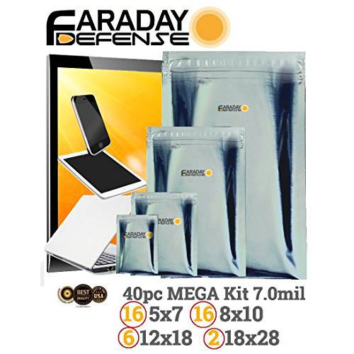 패러데이 케이지 EMP Bags 40pc 2-Metal Layer, Fully-Specced 우버 Thick,  내구성, 튼튼 Electro-shielding Kit XXX-Large Laptop/ 태블릿,태블릿PC